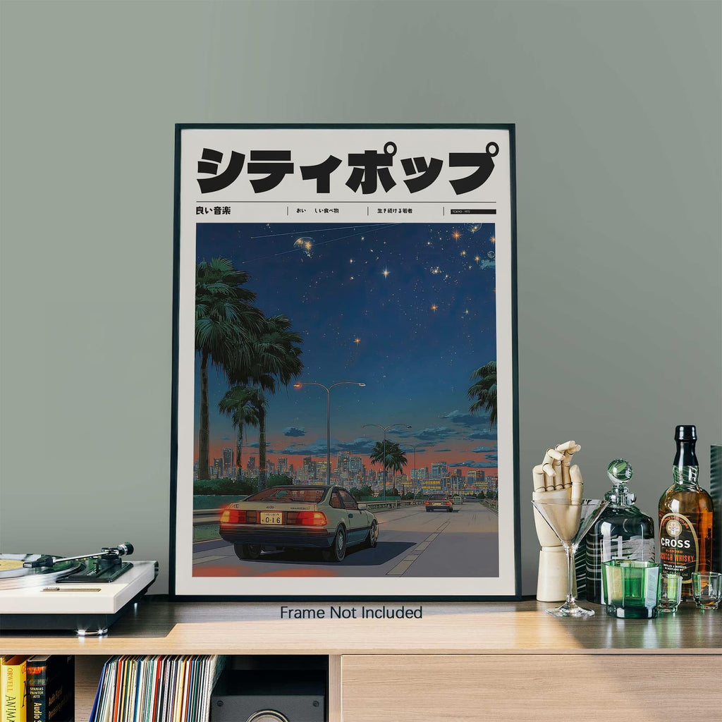 Vintage Japanese Canvas Wall Art 90s Vaporwave Aesthetic Prints Asian Music Posters Modern Ukiyo-e Decor Artwork