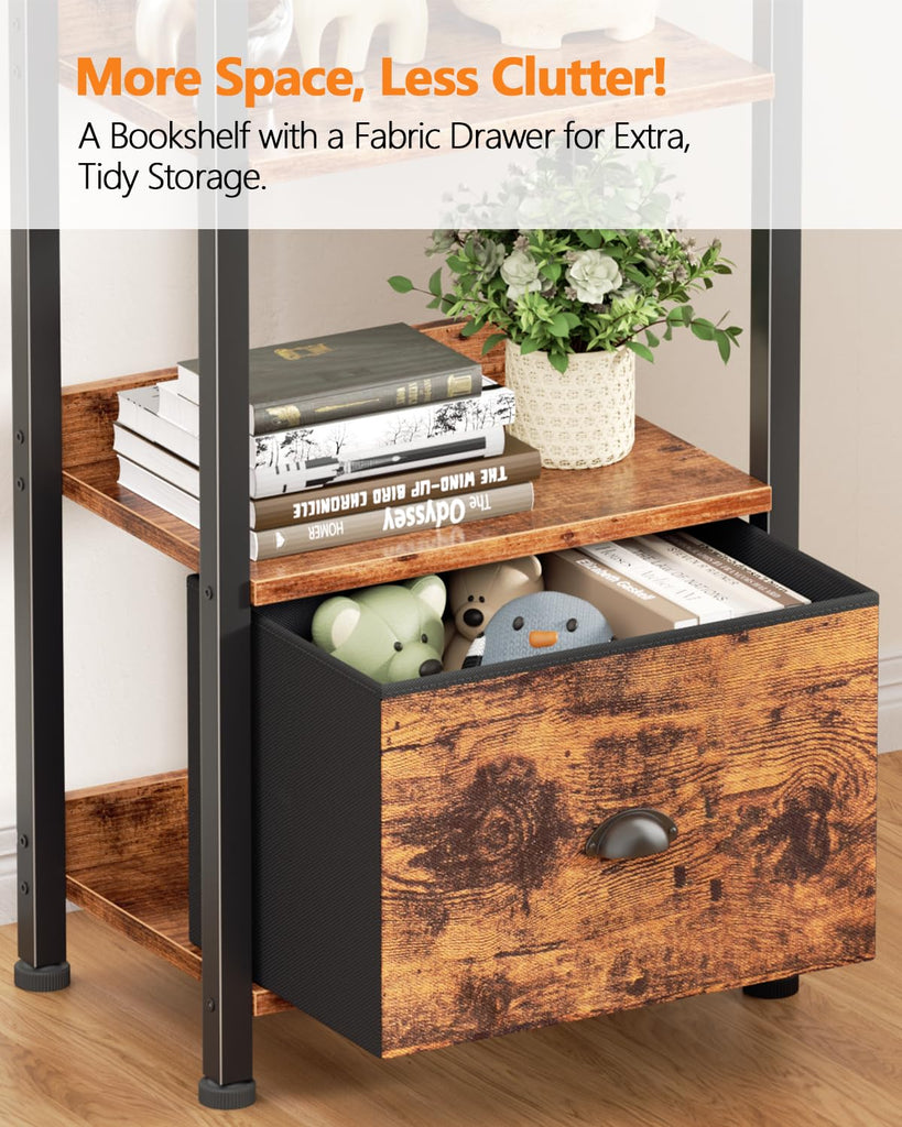 6 Tier Bookshelf Set of 2, Industrial Bookshelves and Bookcases