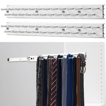 2 Pcs 13.8'' Sliding Tie Rack Hangers for Closet, 25 Tie Each, Silver