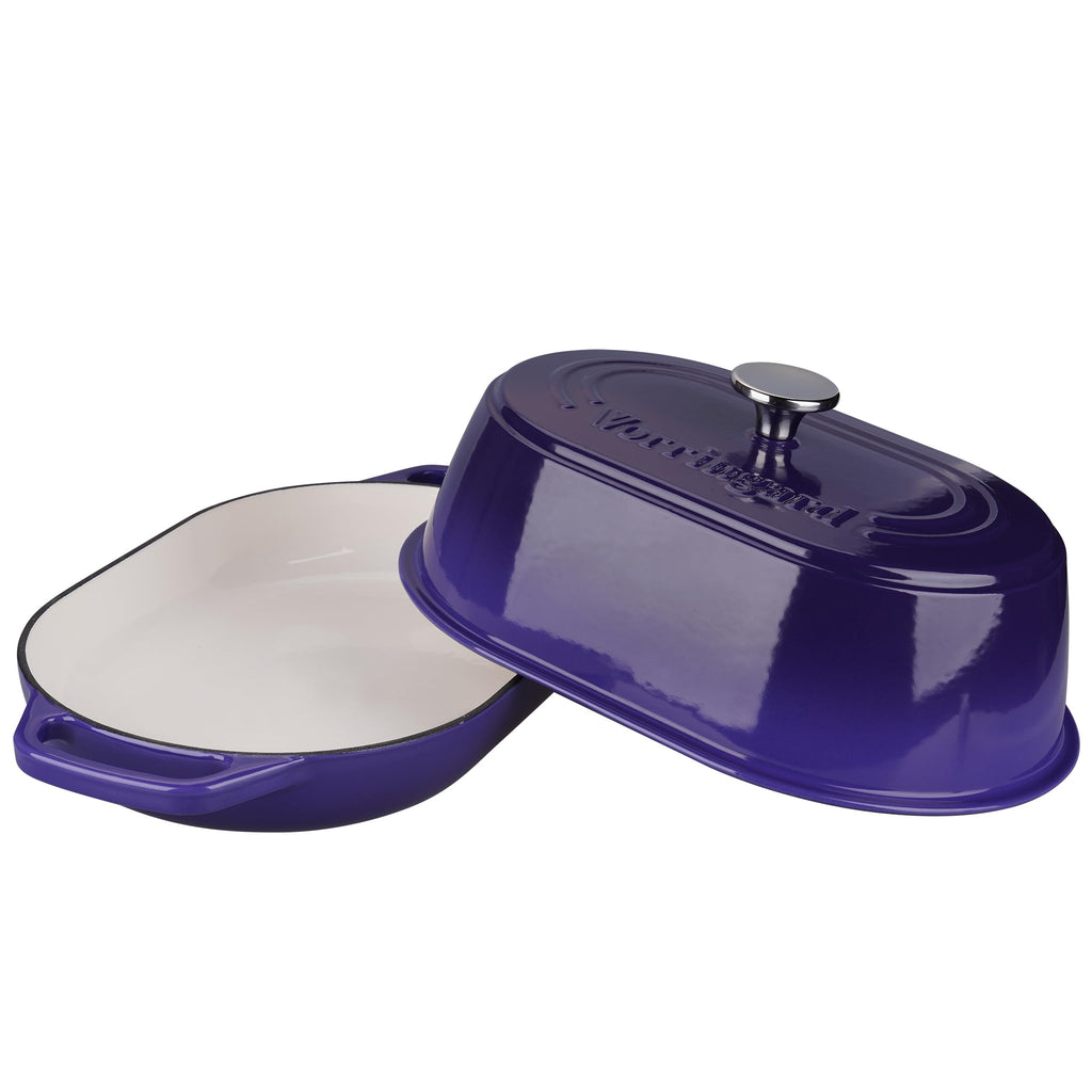 Enameled Cast Iron Dutch Oven Pot with Dome Lid, Oval Bread Oven made Sourdough Bread Baking, Oven Safe up to 500°F