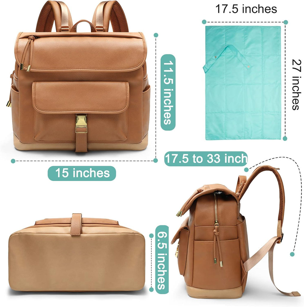 Diaper Bag Backpack, 12 Pockets Leather Mini Diaper Bag, Baby Bag Backpack, Baby Registry Search, 4 Insulated