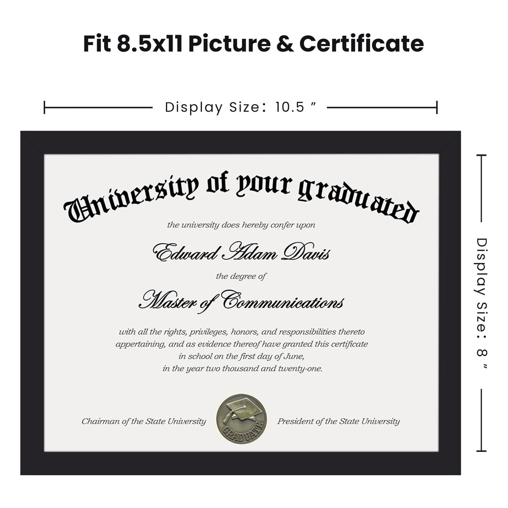 Certificate Frame, 8.5 by 11 Diploma Frames, 3 Pack, Black