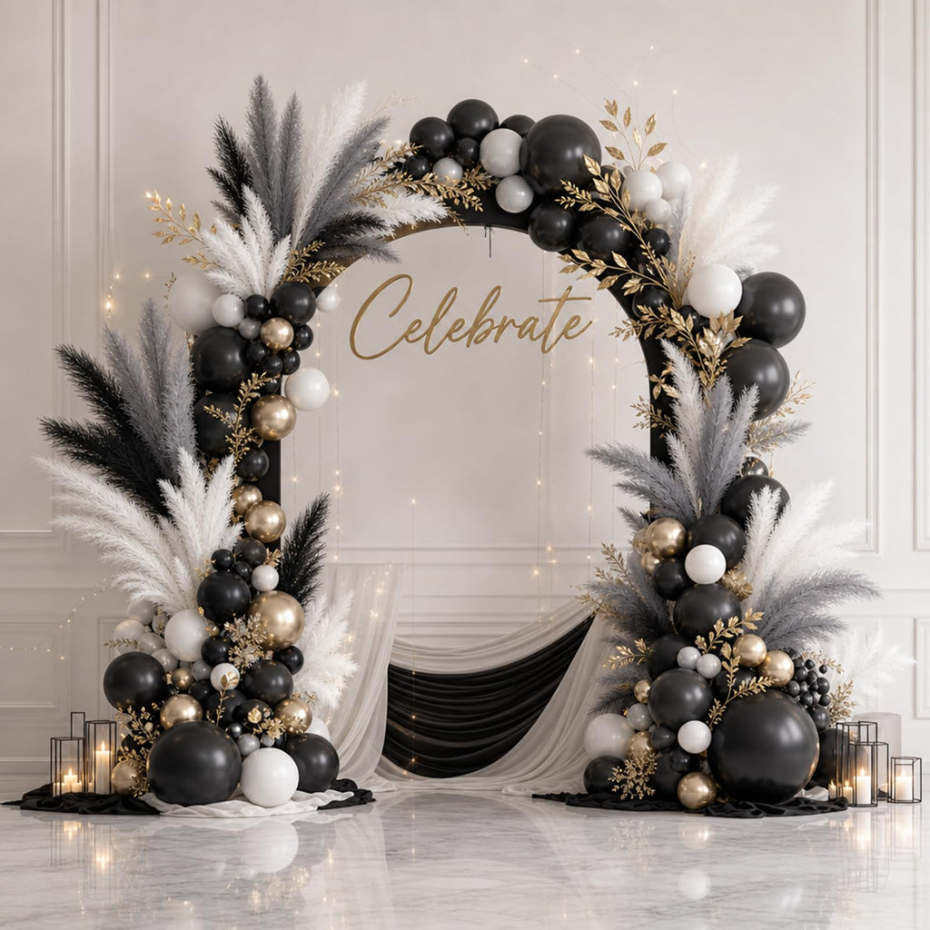 9 PCS 45" Artificial Pampas Grass Black & Dark Gray & White