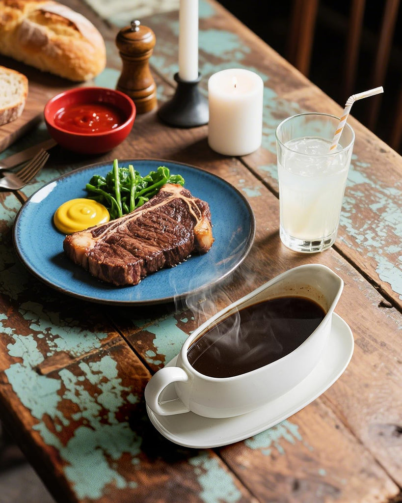 17 oz Ceramic Gravy Boat with Saucer Tray, 2-Pack Porcelain Sauce Boat Server with Handle, Spill-Resistant Pour Spout