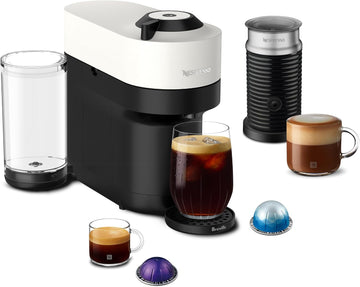 Vertuo Pop+ Coffee Machine with Milk Frother, Coconut White | White coffee and espresso maker by with compact design.