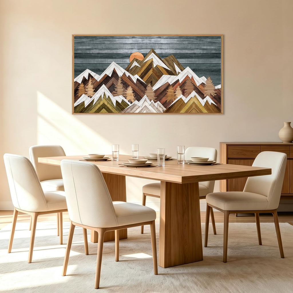 Boho Mountain Wall Art Framed Mountain Landscape Canvas Artwork Bedroom Bathroom Office 20x40 Inch