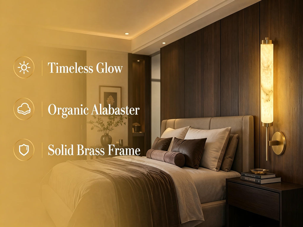 2PCS Alabaster Wall Sconce Light LED 3000K Modern Brass Wall Sconces with Natural Stone Shade, Indoor Wall Lights