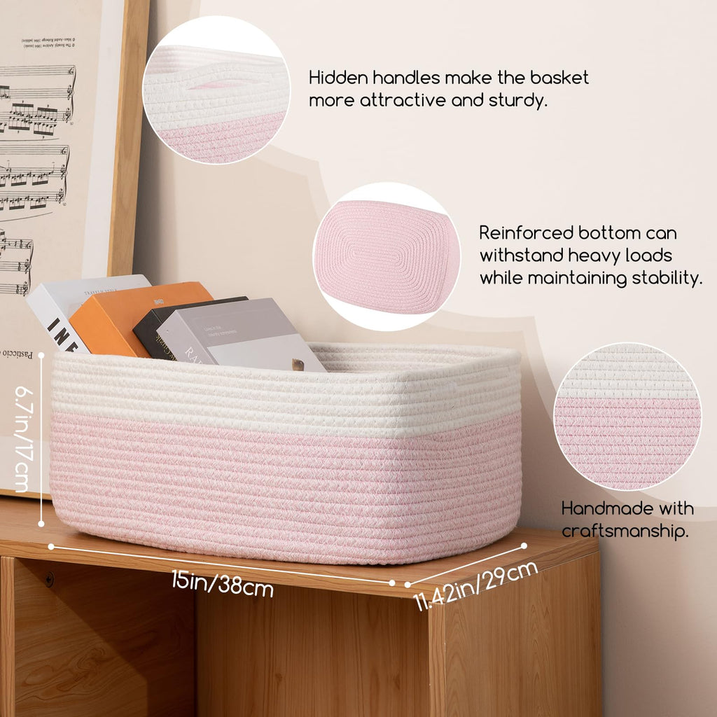 Storage Baskets for Organizing 3 Pack, Woven Baskets for Shelves