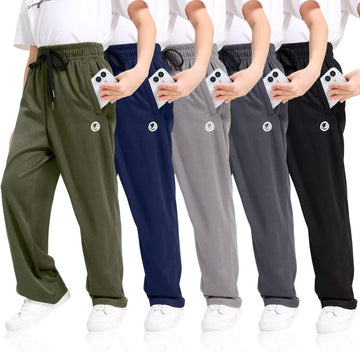 Boys Sweatpants with Zip Pockets 5Pack Athletic Pants Mesh Joggers for Boys