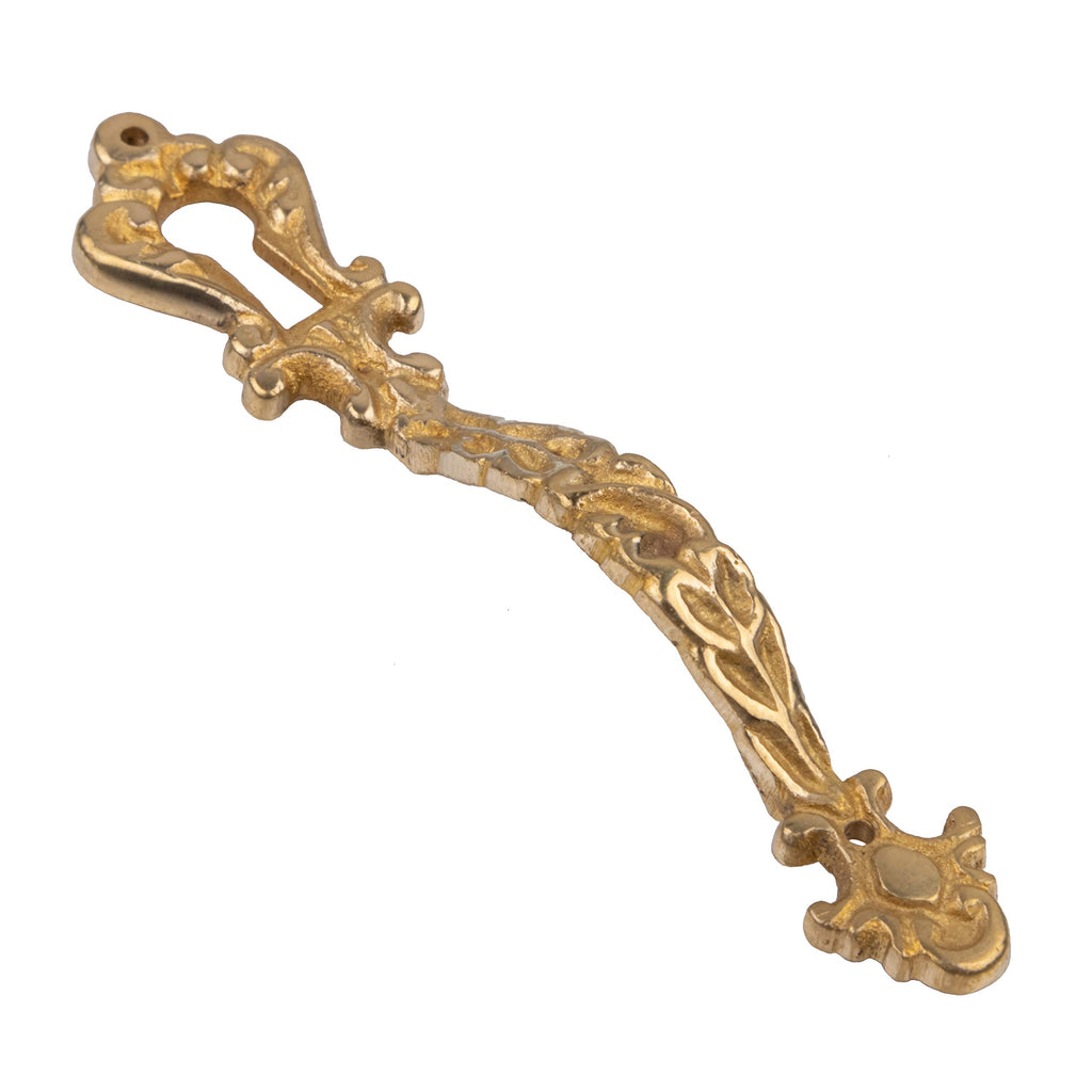 Fancy Cast Brass Decorative Pull Handle W/Keyhole Insert | 3 5/8" H x 3/4" W | Keyhole Cover Escutcheon Plate