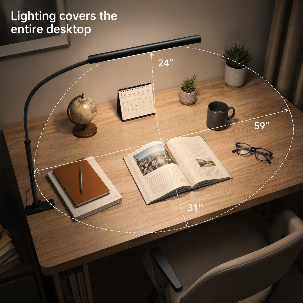 LED Desk Lamp with Clamp, 1200 Lm Eye-Caring Desk Light,Pro