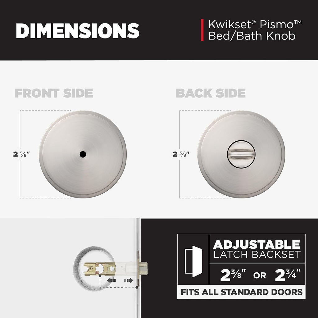 Pismo Interior Privacy Door Knob with Lock, Door Handle , Satin Nickel Keyless Turn Lock Doorknob, with Antimicrobial Protection