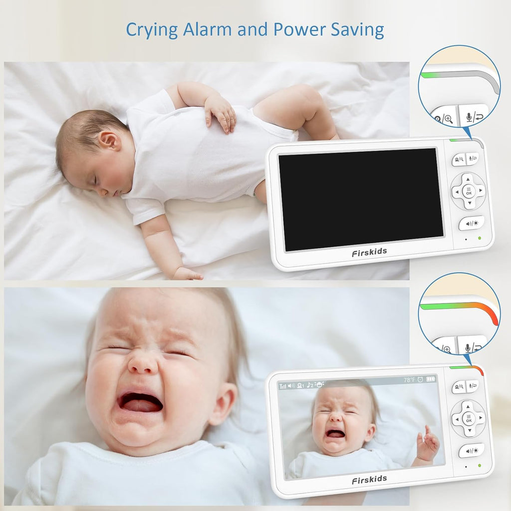 5" Baby Monitor with Camera and Audio, No WiFi Travel Baby Monitor, Pan Tilt Zoom Baby Camera Monitor with Way