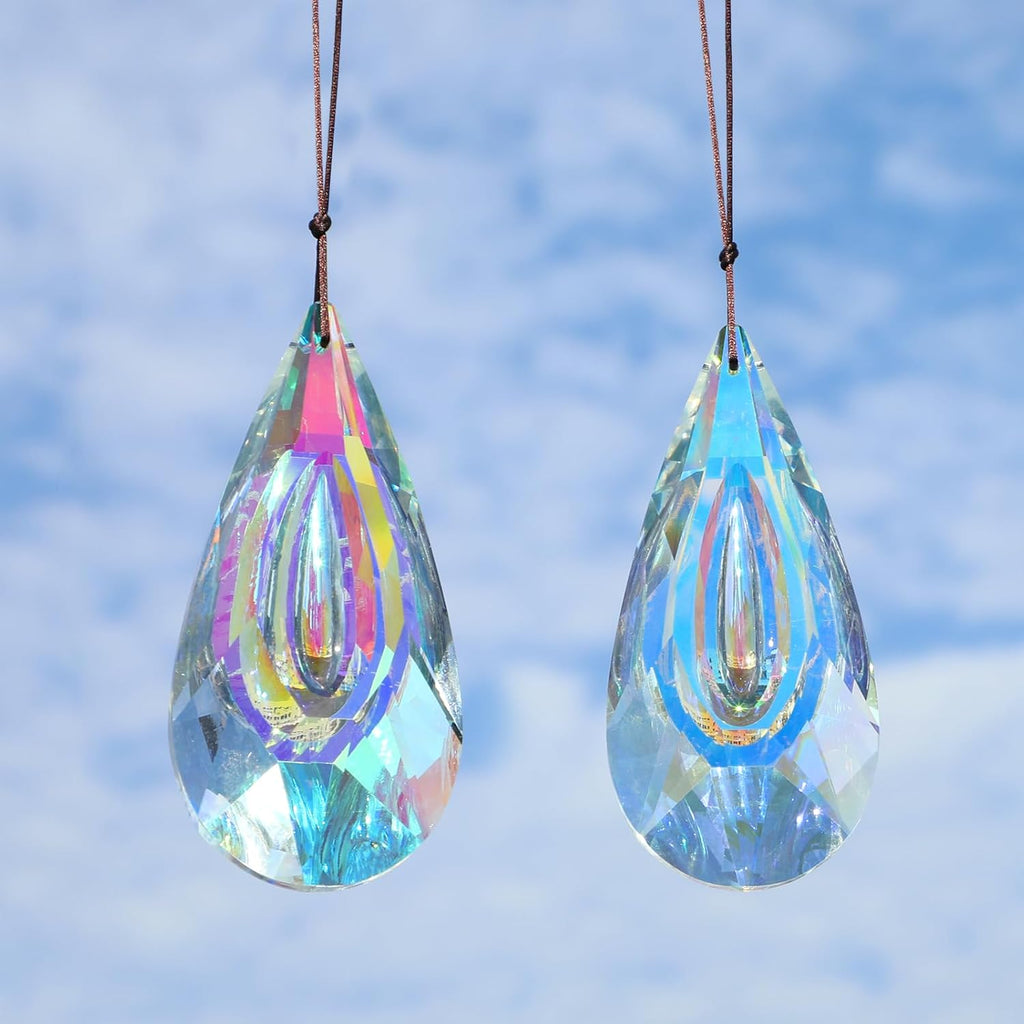 120mm Crystal Suncatcher, 2 Pack Large Prism Sun Catchers Indoor Windows - Hanging Ornaments Rainbow Maker Pendant
