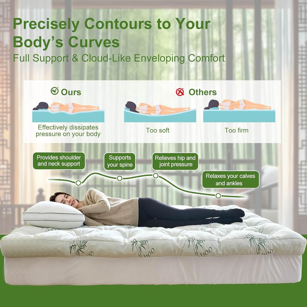 Memory Foam Mattress Topper Queen Size, 5 Inches Slow Rebound Memory Foam Topper with Cooling Viscose Made from