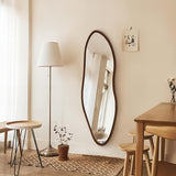 Irregular Full Length Mirror, 65"x22" Wooden Farmhouse Full Body Mirror, Large Asymmetrical Wall Mirrors Entryway