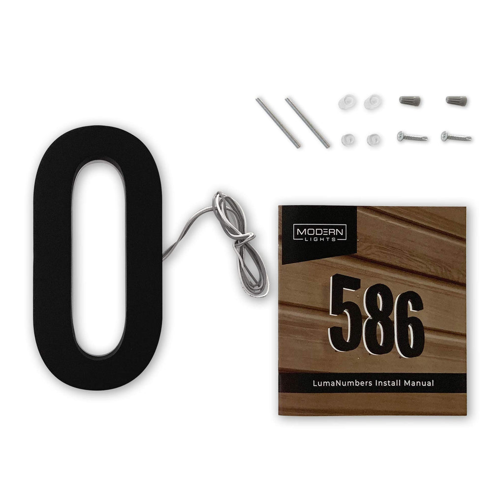 7 Inch LED Address Number, 6000K White, Stainless Steel (4, Black)