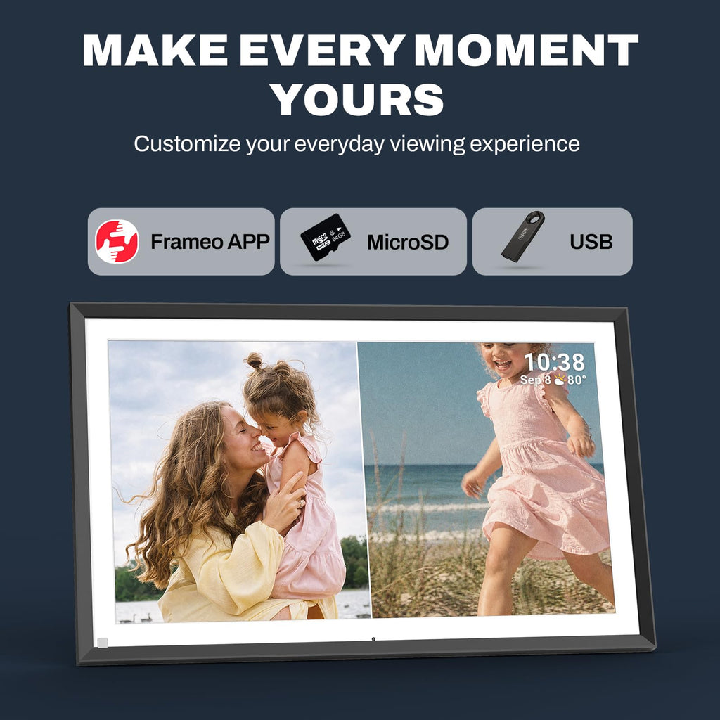 15.6" Digital Picture Frame, Touchscreen Large Display, 32GB