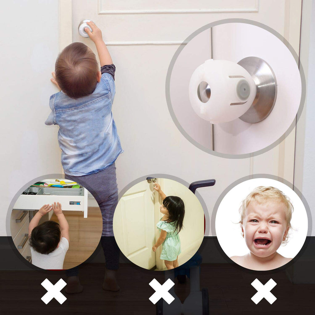 Mom's Choice Gold Awards Winner - 4 Pack Baby Safety Door Knob Covers Door Knob Locks(not Suit for All Door knobs)