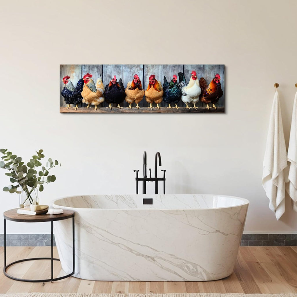 Country Chicken Canvas Wall Art Rooster Kitchen Decor Rustic Farmhouse Coop Picture Prints Decorations Colorful Farm