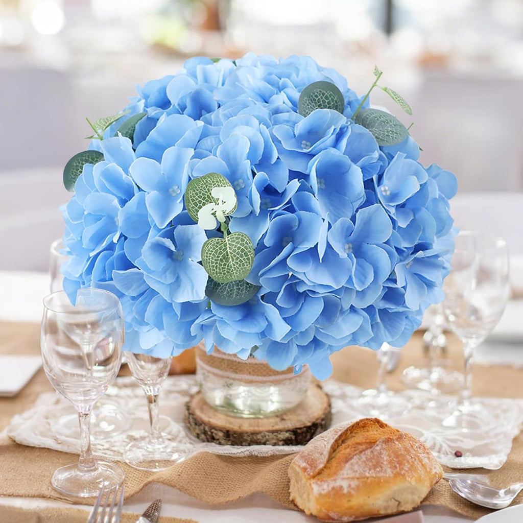 105pcs Blue Fake Artificial Bulk (Not Squished, No Steaming Need) Silk with Stems for Wedding Decor, Home, Baby