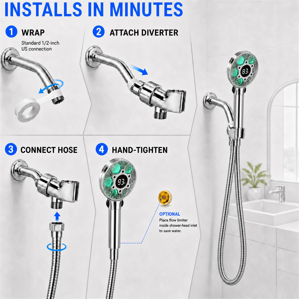 LED Shower Head with Handheld, Color Changing