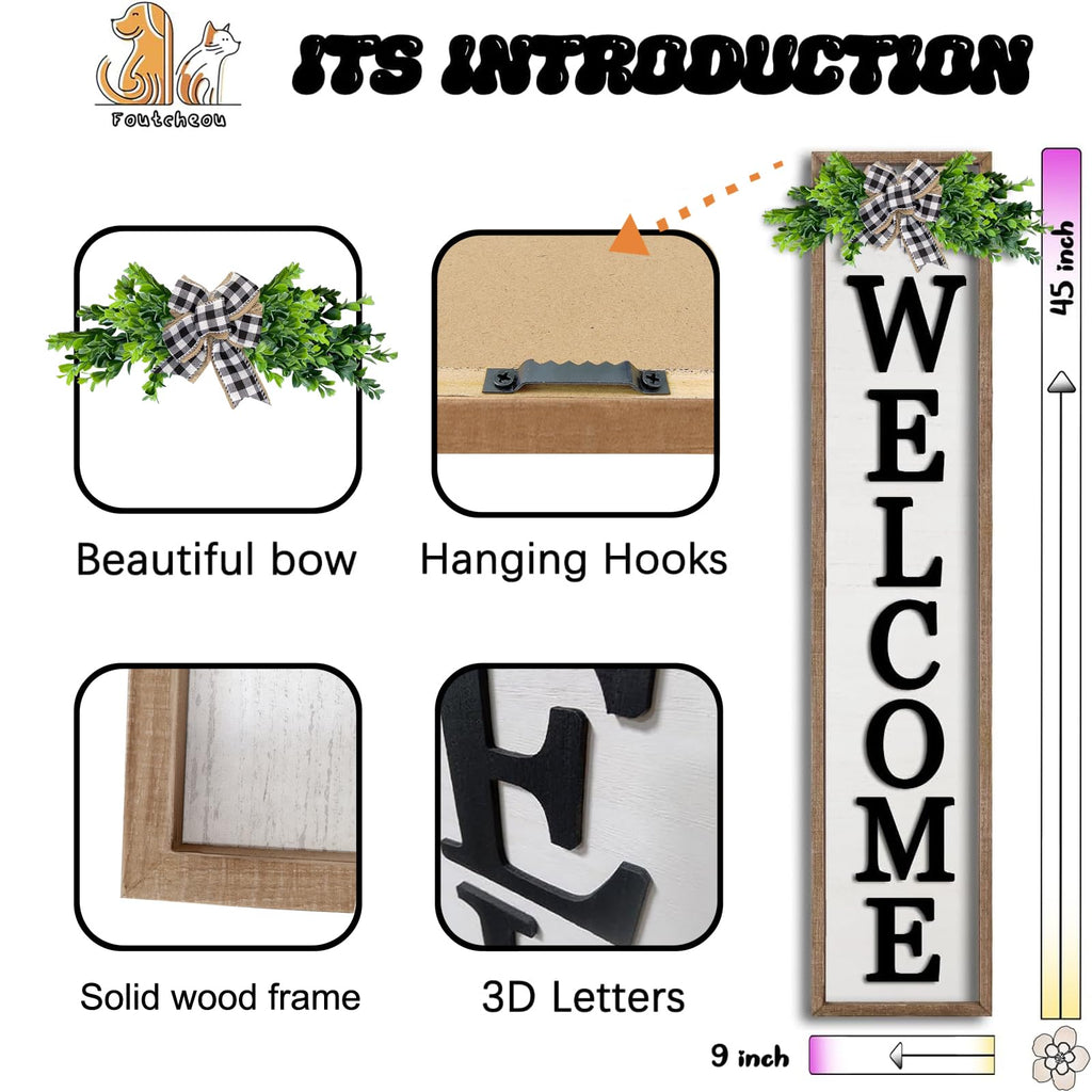 3D Outdoor Welcome Sign, 45"X9", Wood