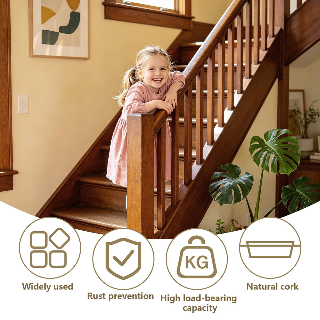 6pcs Wood Newel Post Mounting Kit, Hidden Newel Post Fastener Anchors Post Connect Handrails to Staircase, Newels for