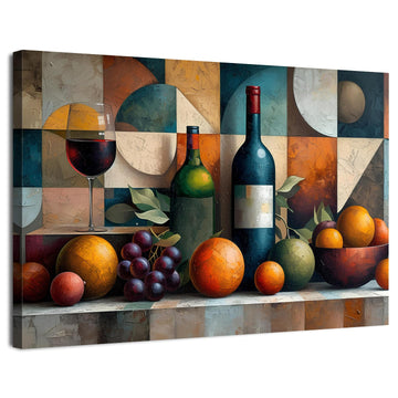 Abstract Kitchen Wall Decor Geometric Wall Art Wine Glass Pictures 20x30"