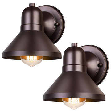 Outdoor Barn Wall Light Fixtures, 2-Pack Brown Exterior Wall Lantern, Waterproof Anti-Rust Lighting with E26 Socket