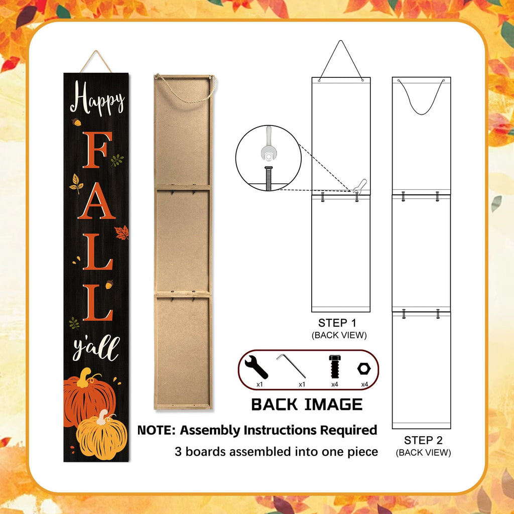 Happy Fall Y'all Welcome Porch Sign Decor Autumn Pumpkin Wooden Hanging Sign Door Porch Standing Decorative Signs