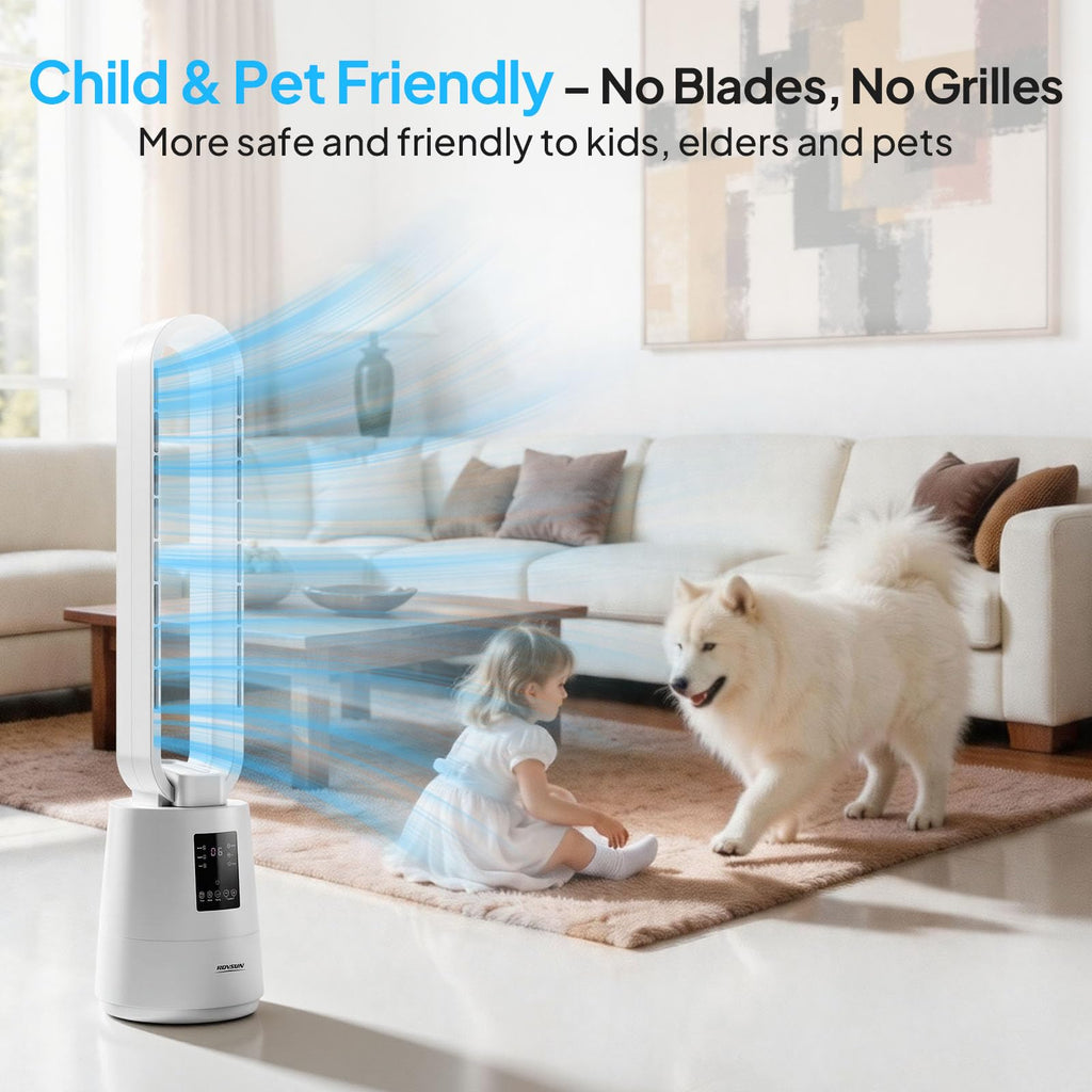 38inch Bladeless Tower Fan, Quiet Smart Bladeless Fan with BLDC Motor, 70°Oscillating Cooling Fan with 12 Speeds, 3