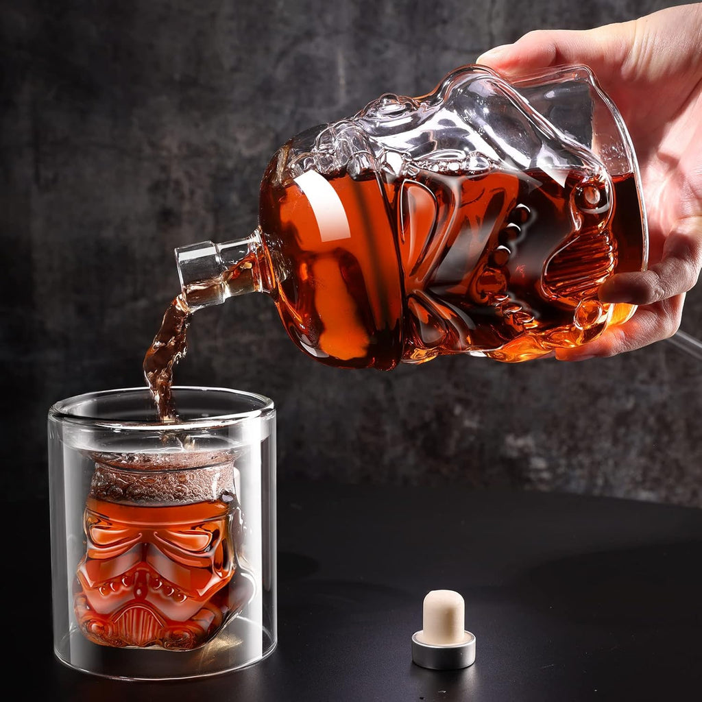 Whiskey Decanter Set, Whiskey Decanter with 2 Glasses, Decanter Set for Men Scotch Bourbon Vodka, Bosses Day Gifts