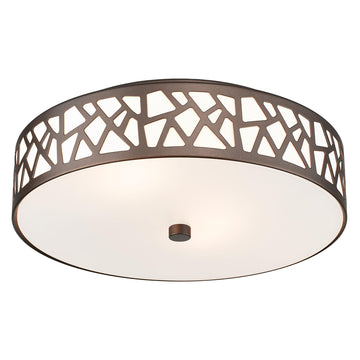 12 Inch Flush Mount Ceiling Light, 2 - Light Vintage Ceiling Lights Fixture with Frosted Glass Shade, Oil Rubbed