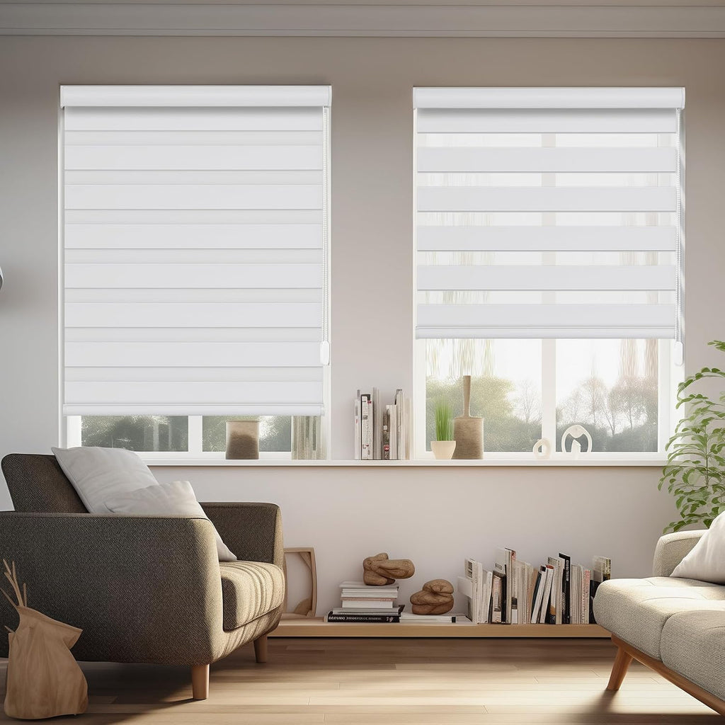 Zebra Blinds for Indoor Windows with Cord Custom Size Blackout, Corded Zebra Roller Shades for Sliding Glass Door