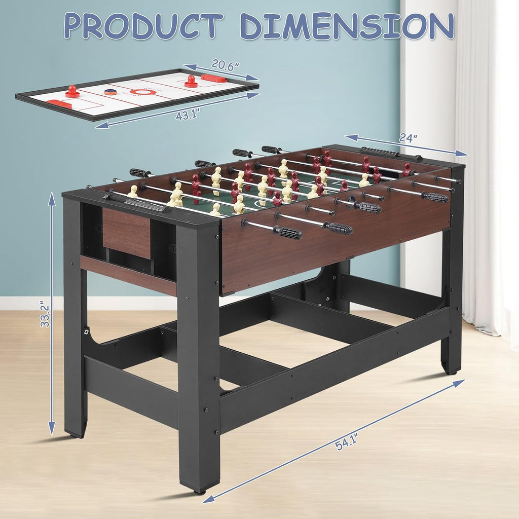 54" 4-in-1 Swivel Multi Game Table - Combo Game Table Set for Youth, Adults - Indoor and Outdoor Arcade Sports Table