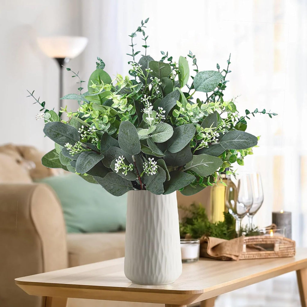 Eucalyptus Stems Bulk , 4 Kinds Mixed Artificial Silver Dollar Eucalyptus Leaves Bundle Faux Greenery Branches - Set of 30