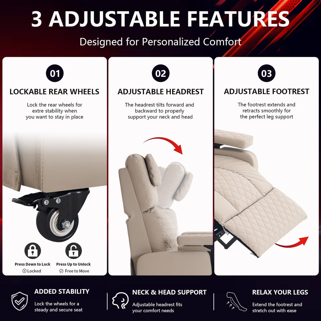 Reclining Gaming Chair, Adjustable Armrest & Footrest