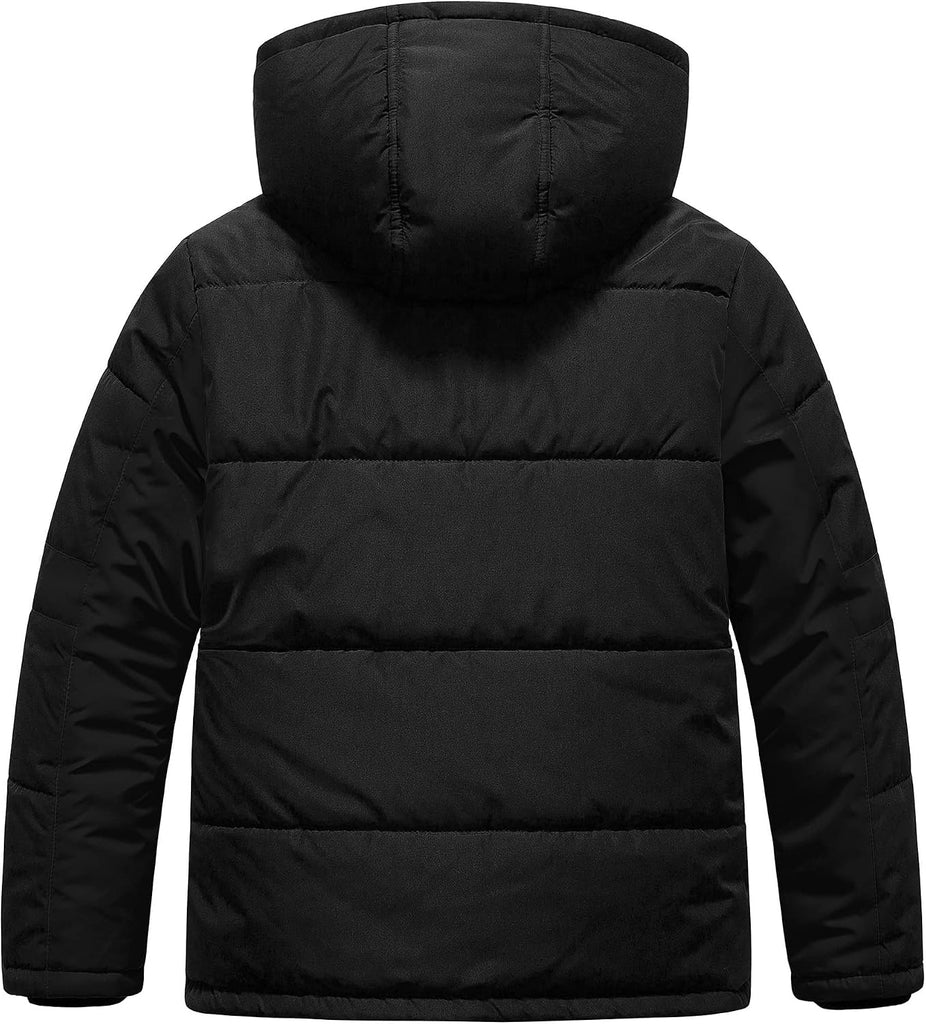 Boy's Warm Winter Coat Water Resistant Sherpa Outerwear Puffer Jackets With Removable Furry Hood