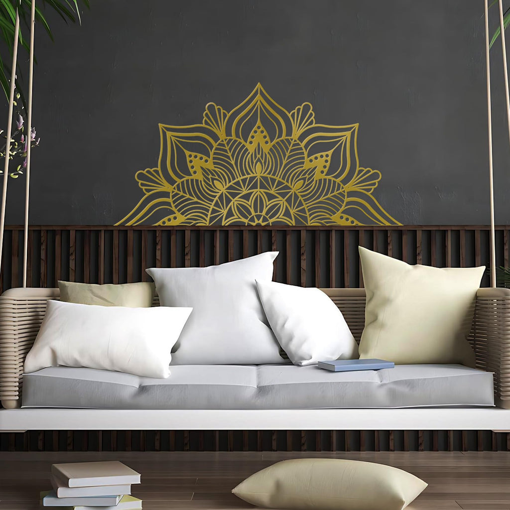 Gold Half Mandala Lotus Large Metal Wall Decor