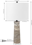 Alana Grey Travertine 25-inch Table Lamp, Desk, Nightstand (LED Bulb Included)