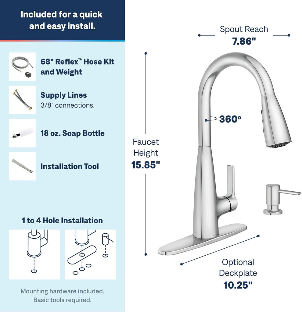 Haelyn Spot Resist Stainless Single-Handle Pull-Down Sprayer Kitchen Faucet Featuring Power Boost for a Faster Clean