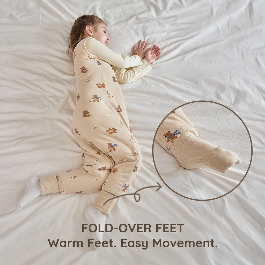 Cotton Toddler Sleep Sack with Feet 2.5 TOG Ultra Soft Toddler Sleeping Sack Baby Sleep Bag Walker Wearable Blanket