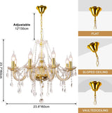 Modern Elegant 8 Lights K9 Crystal Glass Chandelier Golden Pendant Ceiling Lighting European Style for Dining Living Room Bedroom Transparent, 8 E12 Bulbs Required A110-B0DRF6TY5C