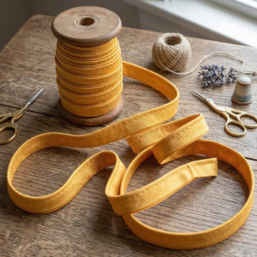 Golden Piping Trim with Cord, 0.5inch Shiny Satin Bias Tape for Sewing - Professional Edge Trim for Pillows - 5 Yards