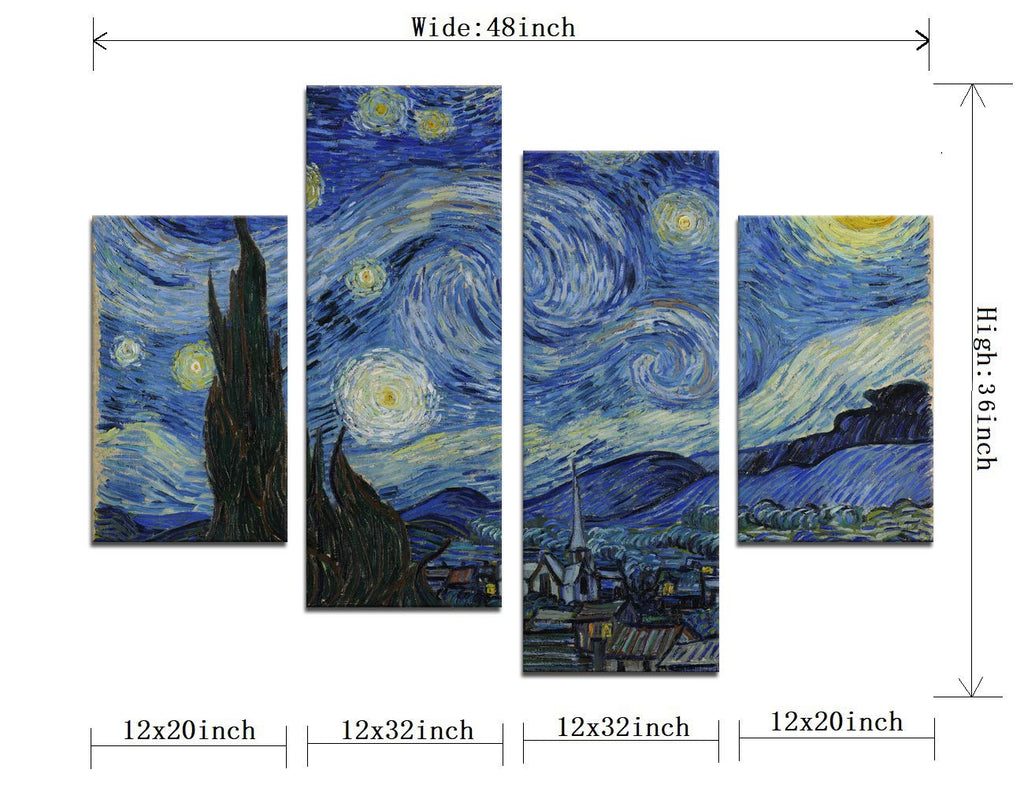 Large Starry Night by Van Gogh Classical Famous Artwork Modern Canvas Prints Blue Abstract Landscape Canvas Wall Art