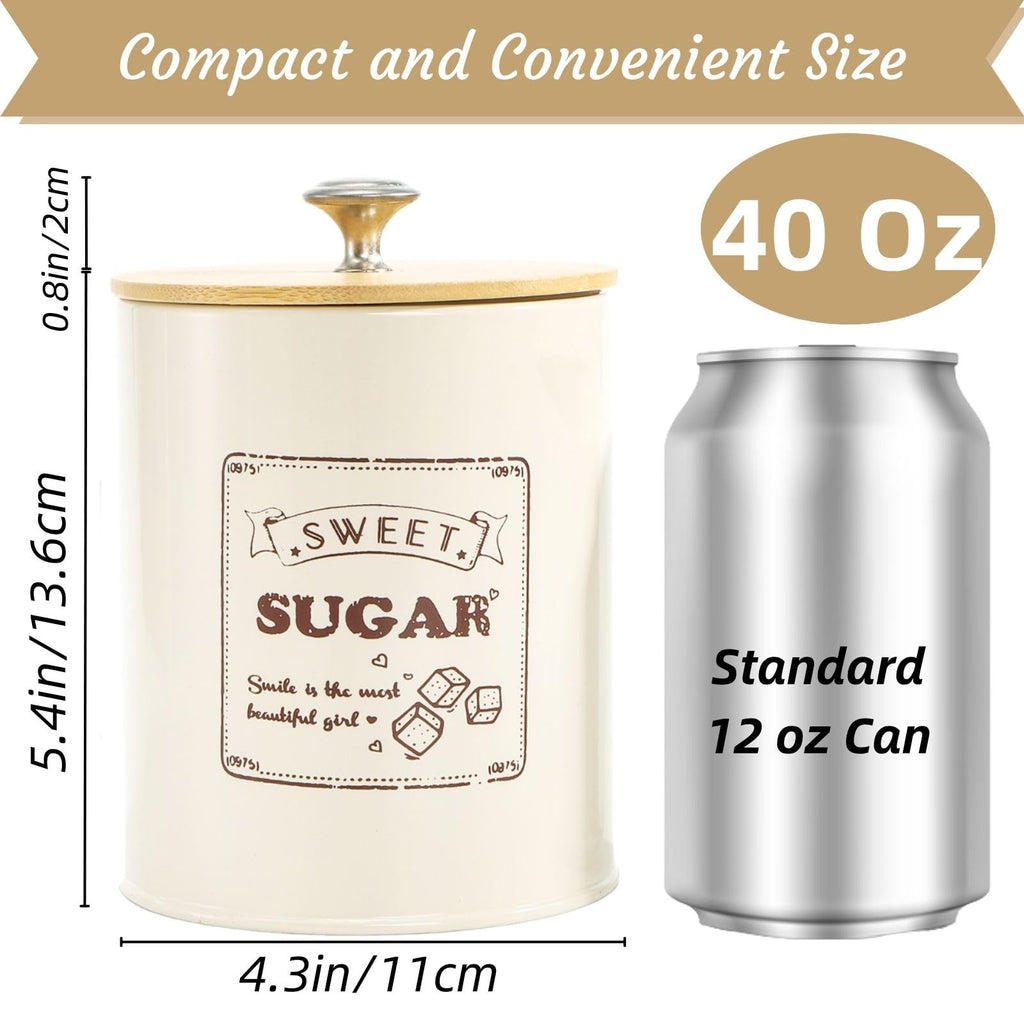 Metal Canisters Sets for the Kitchen, 40 Oz Coffee Sugar Tea Container Set, Farmhouse Style, Food Storage Containers
