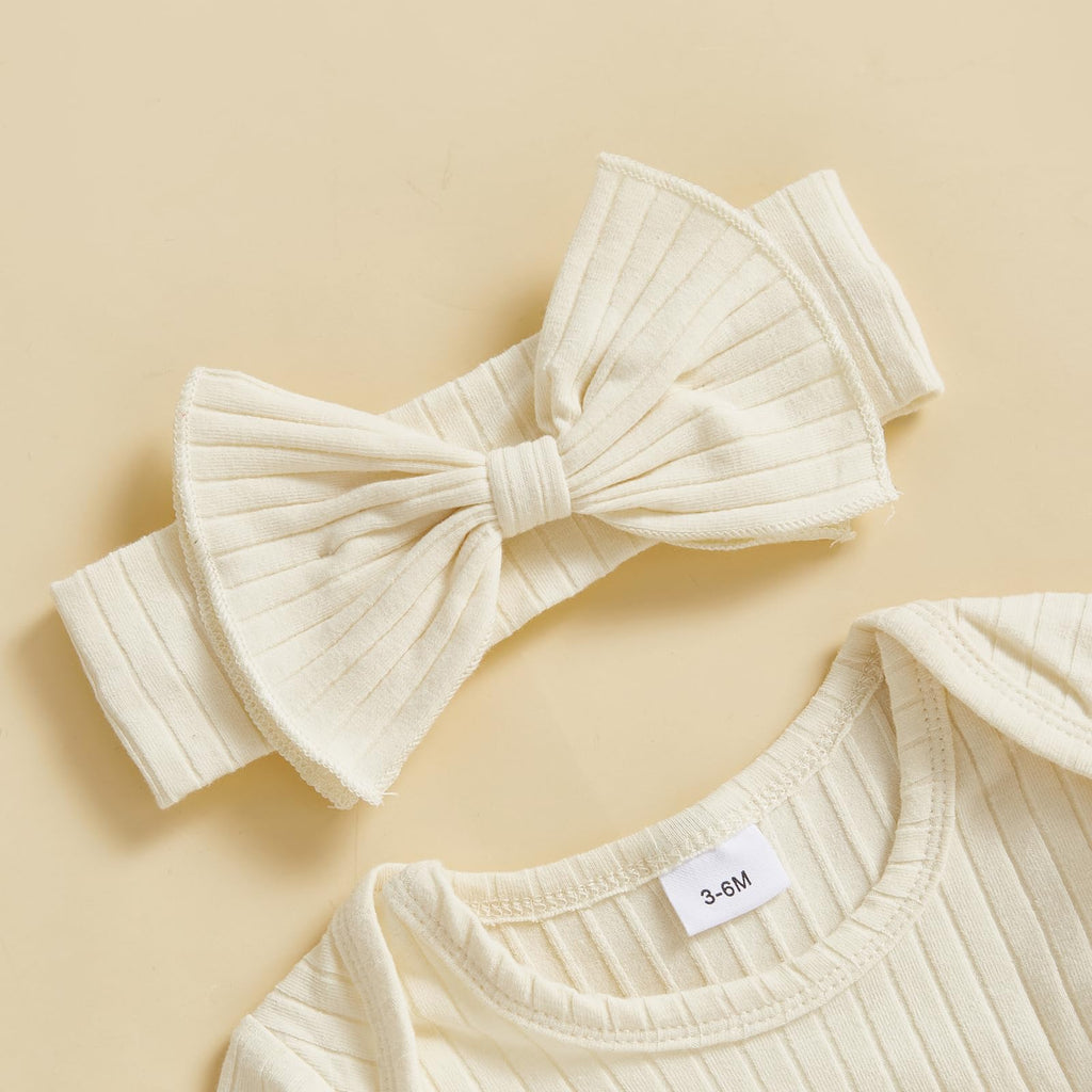 Newborn Baby Girl Clothes Jumpsuit Ruffle Romper Bodysuit Pants Headband One-Piece Coming Home Hospital Outfits