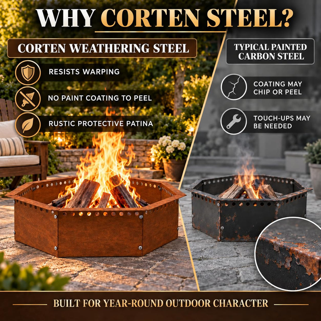 Smokeless Fire Pit Ring Outdoor - 40 inch Outer/36 inch Inner Octagonal