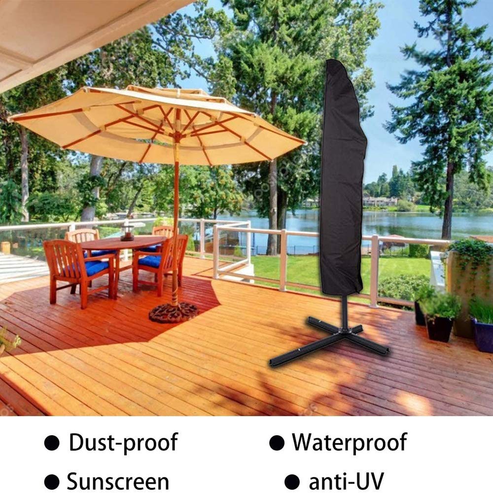 Patio Parasol Cover with Zipper Waterproof 210D Garden UV Resistant Cantilever Parasol for Outdoor Garden Beach